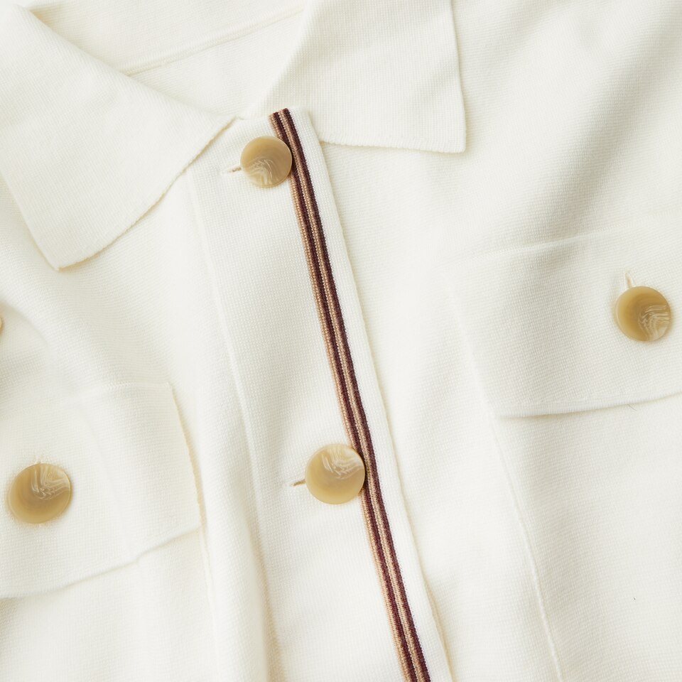 Latika Merino Wool Jacket in Dove White | Women's Sustainable and Stylish Knitwears | VIVAIA