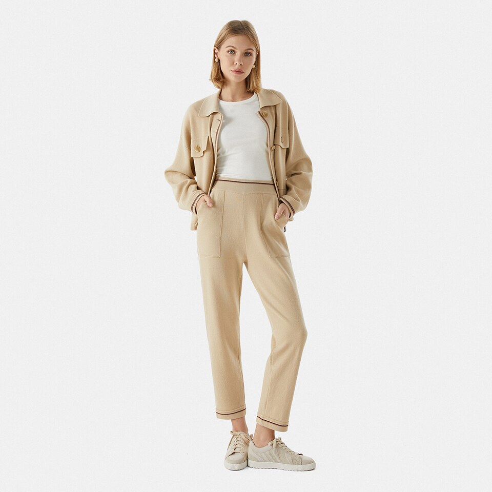 Sandra Merino Wool Pant in Cream Ivory | Women's Sustainable and Stylish Knitwears | VIVAIA