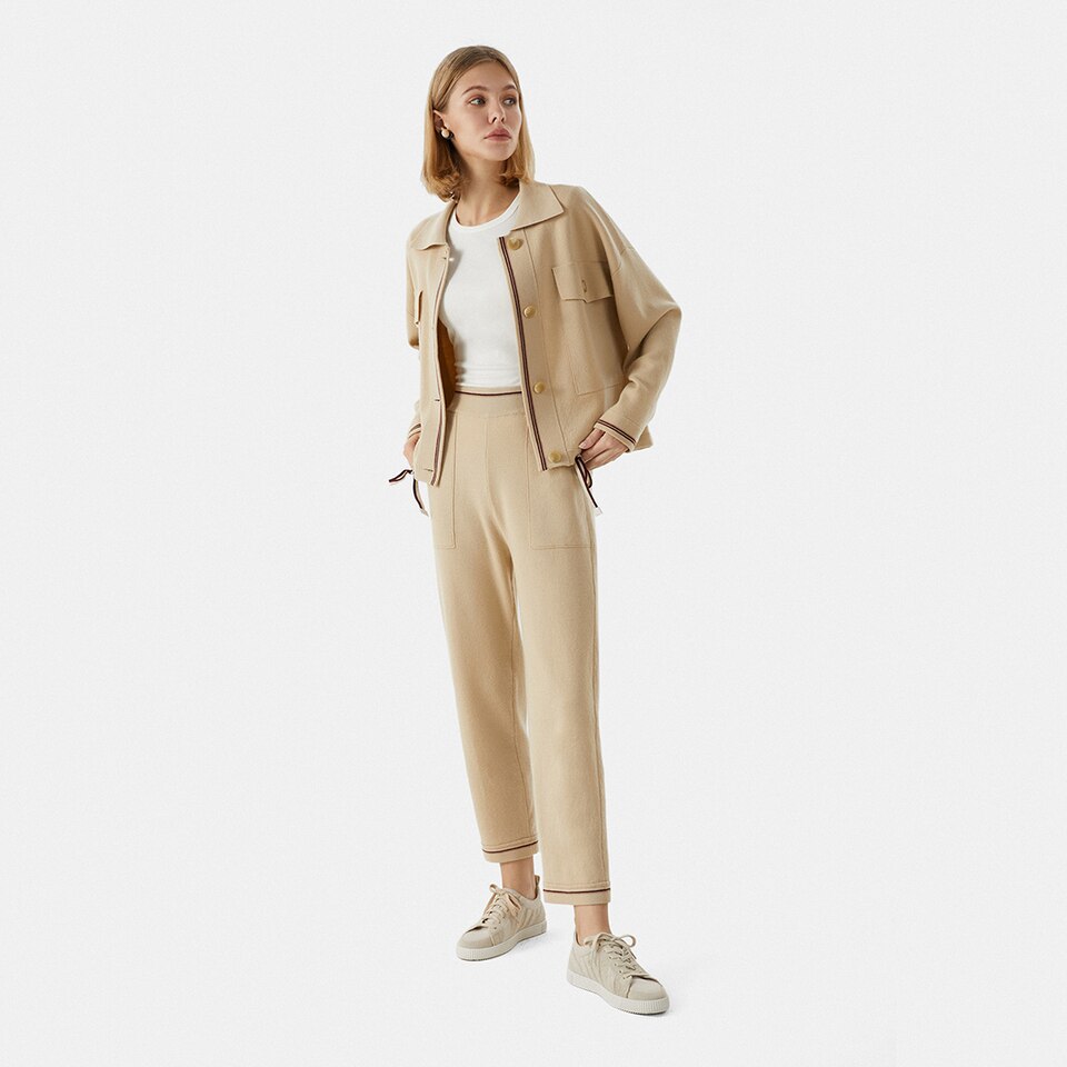 Sandra Merino Wool Pant in Cream Ivory | Women's Sustainable and Stylish Knitwears | VIVAIA