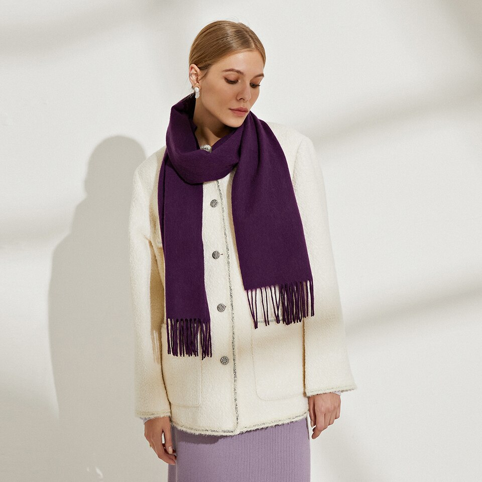Lora Wool Scarf in Violet Purple | Women's Sustainable and Stylish Scarves | VIVAIA
