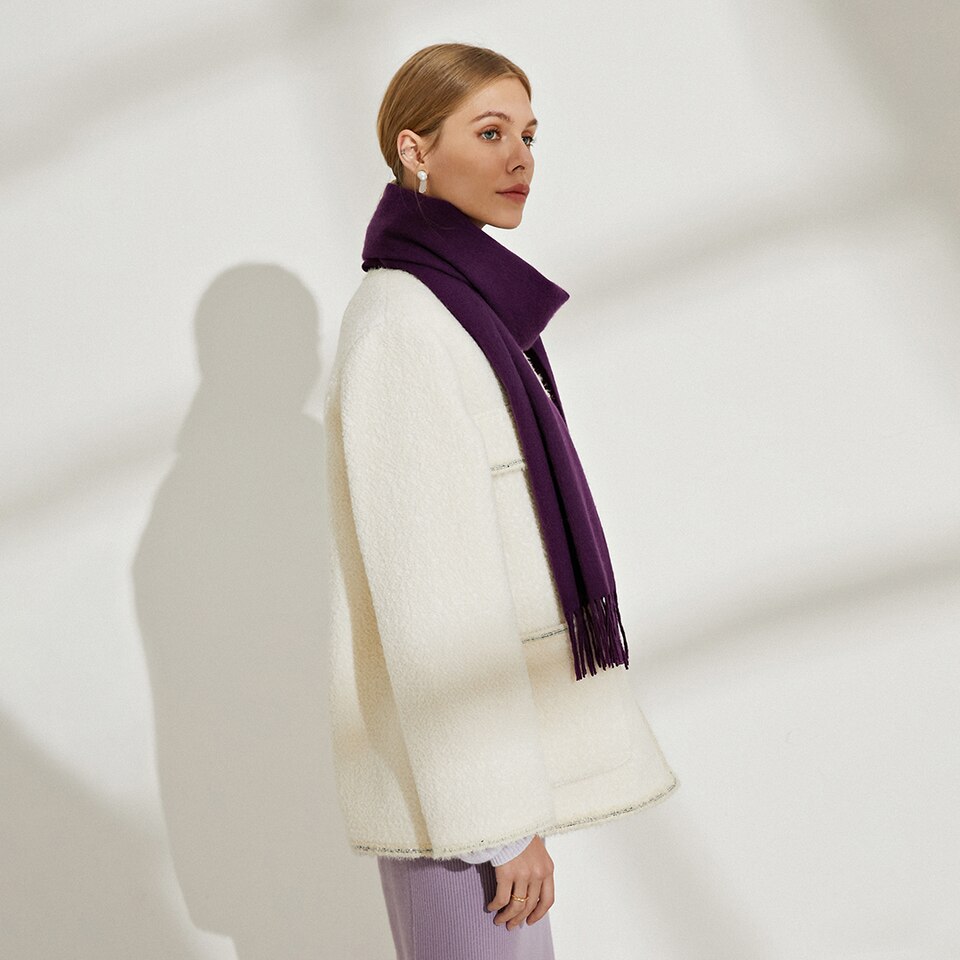 Lora Wool Scarf in Violet Purple | Women's Sustainable and Stylish Scarves | VIVAIA