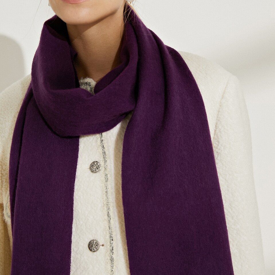 Lora Wool Scarf in Violet Purple | Women's Sustainable and Stylish Scarves | VIVAIA