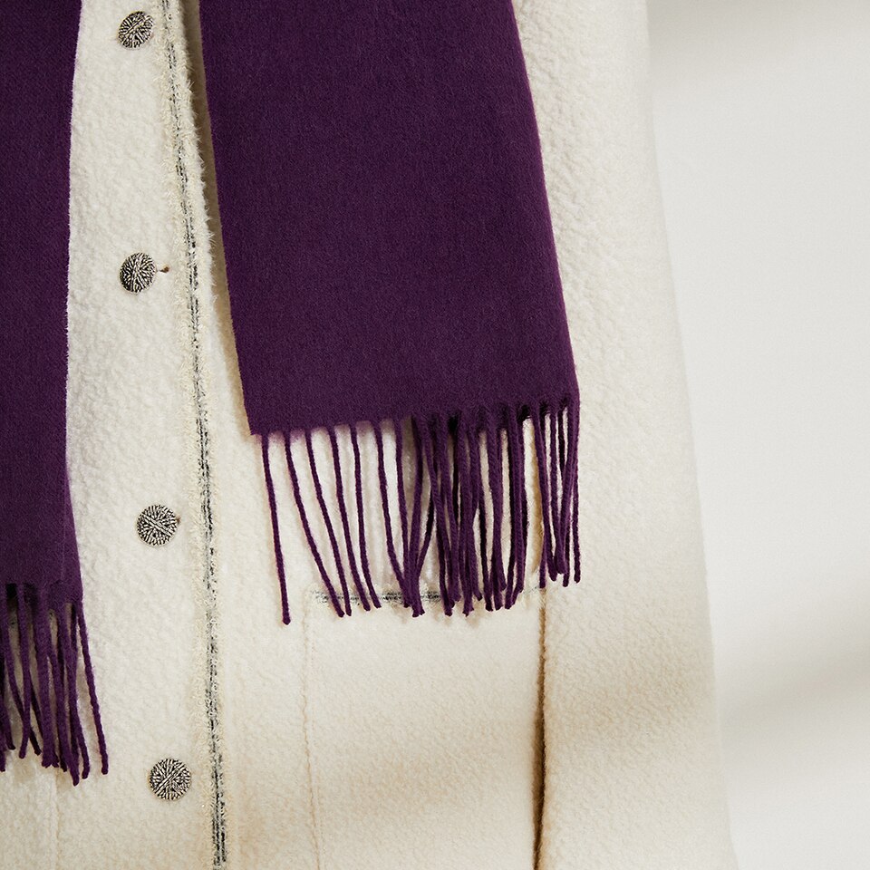 Lora Wool Scarf in Violet Purple | Women's Sustainable and Stylish Scarves | VIVAIA