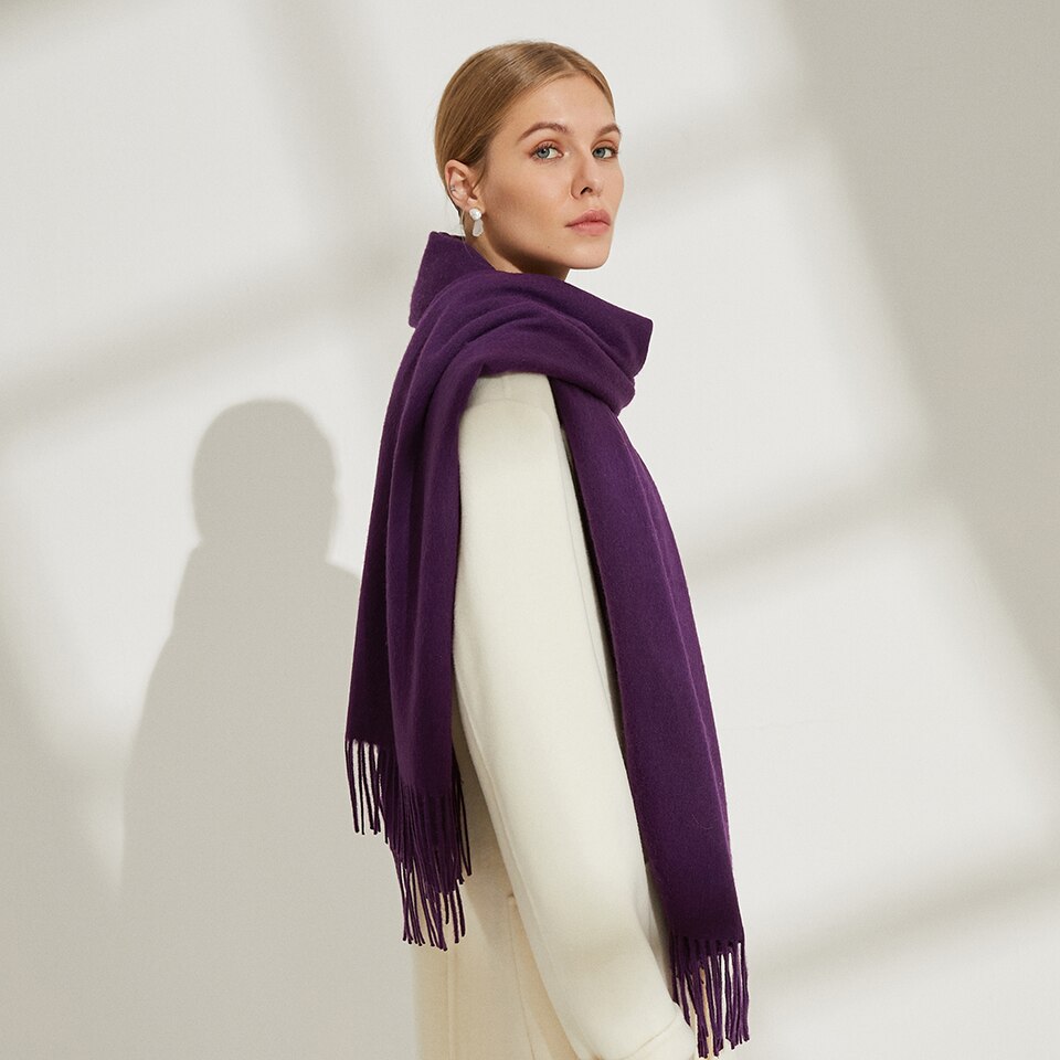Lola Wool Shawl in Violet Purple | Women's Sustainable and Stylish Scarves | VIVAIA