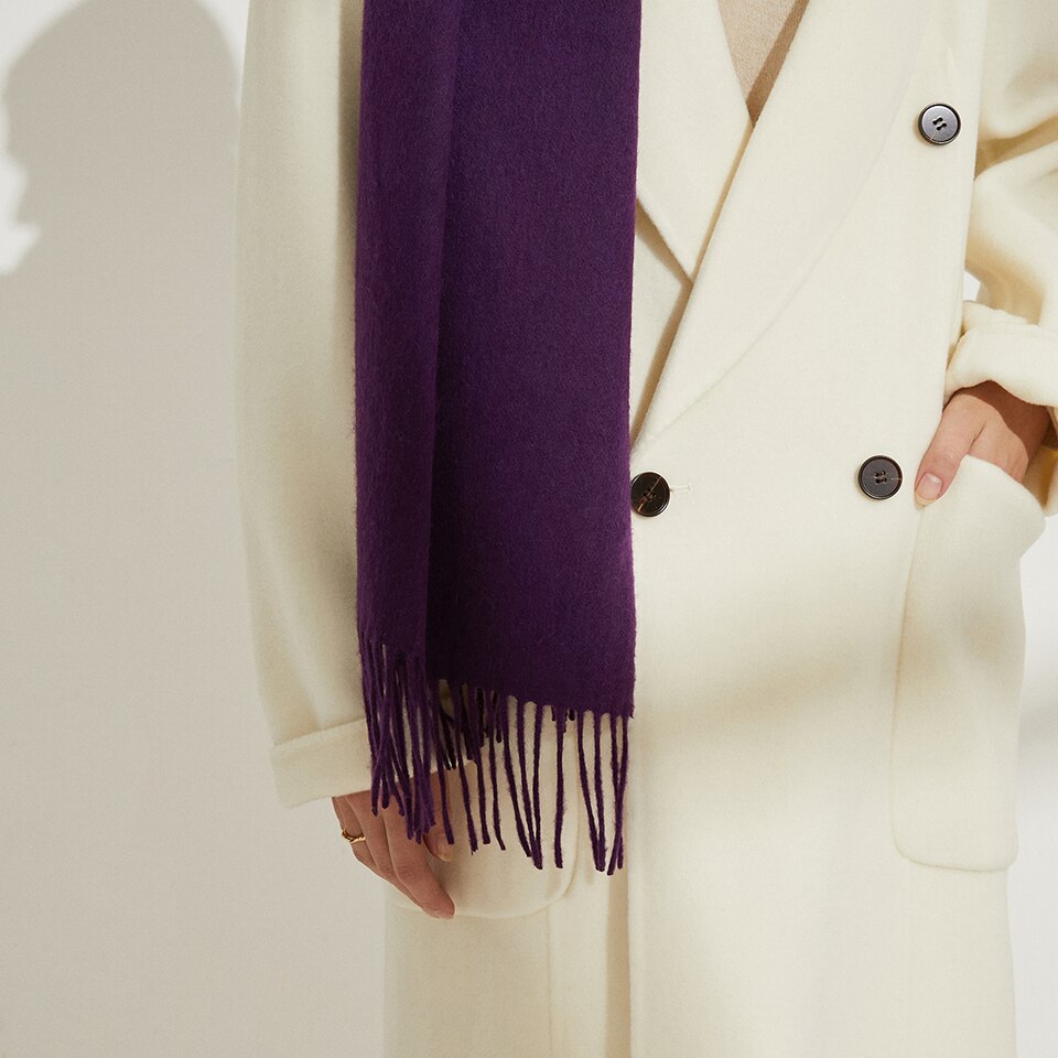 Lola Wool Shawl in Violet Purple | Women's Sustainable and Stylish Scarves | VIVAIA