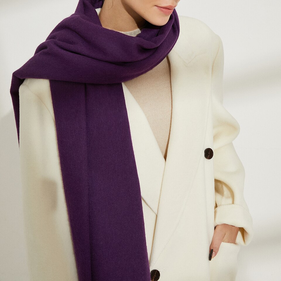 Lola Wool Shawl in Violet Purple | Women's Sustainable and Stylish Scarves | VIVAIA