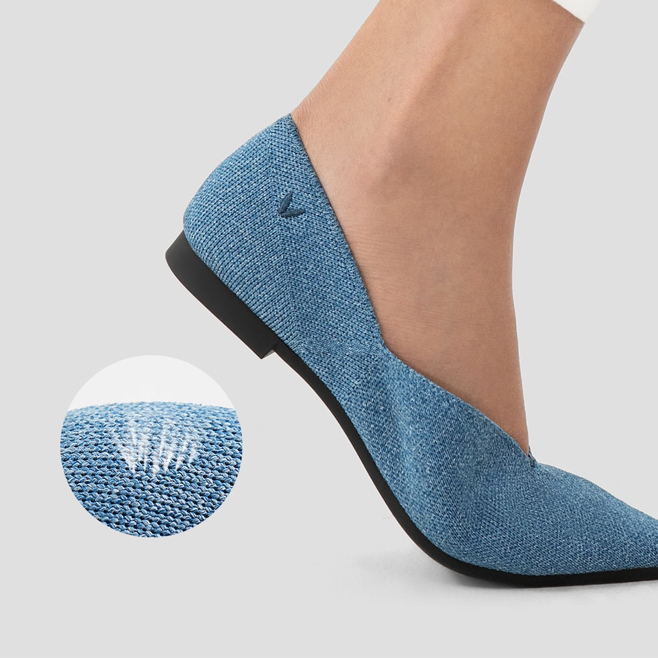 Varun Pointy Flats in Denim Blue | Women's Sustainable, Washable and Stylish Shoes | VIVAIA