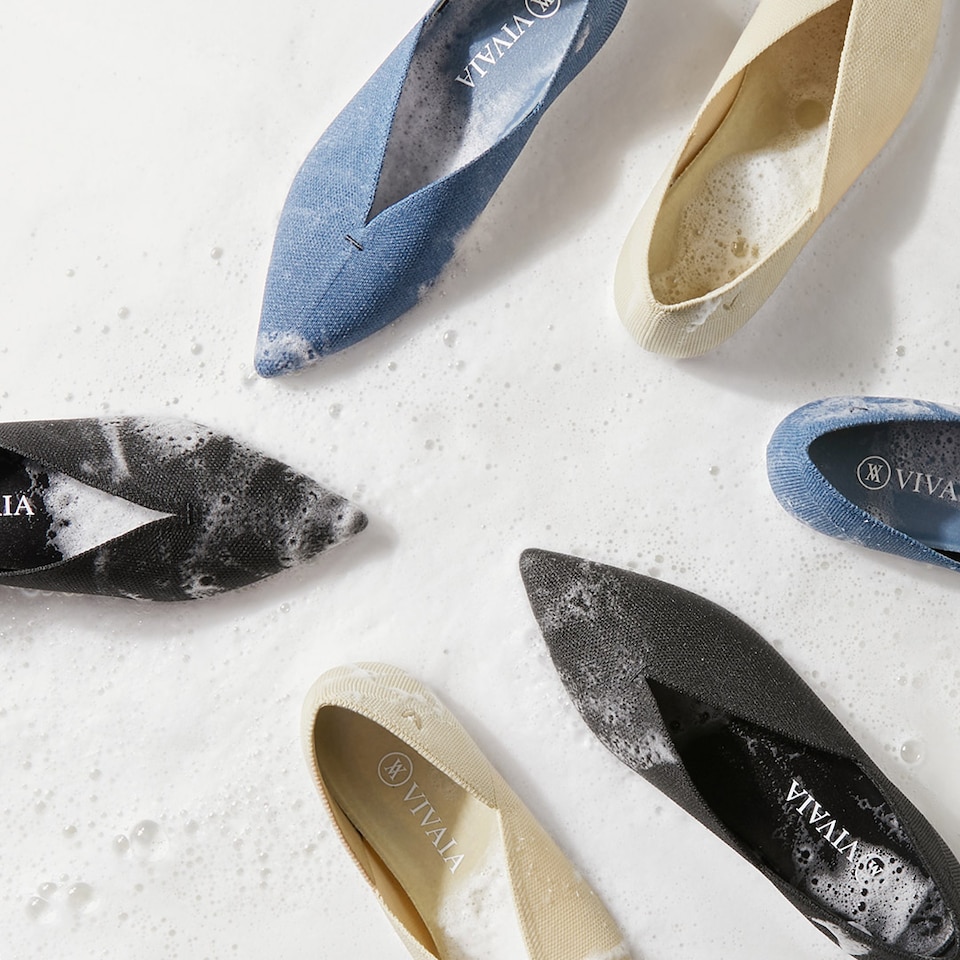 Varun Pointy Flats in Denim Blue | Women's Sustainable, Washable and Stylish Shoes | VIVAIA