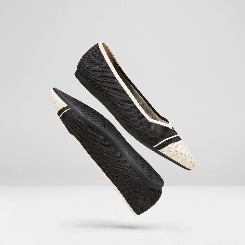 Avis Pointed-toe Flats in Black Ivory | Women's Sustainable, Washable and Stylish Shoes | VIVAIA