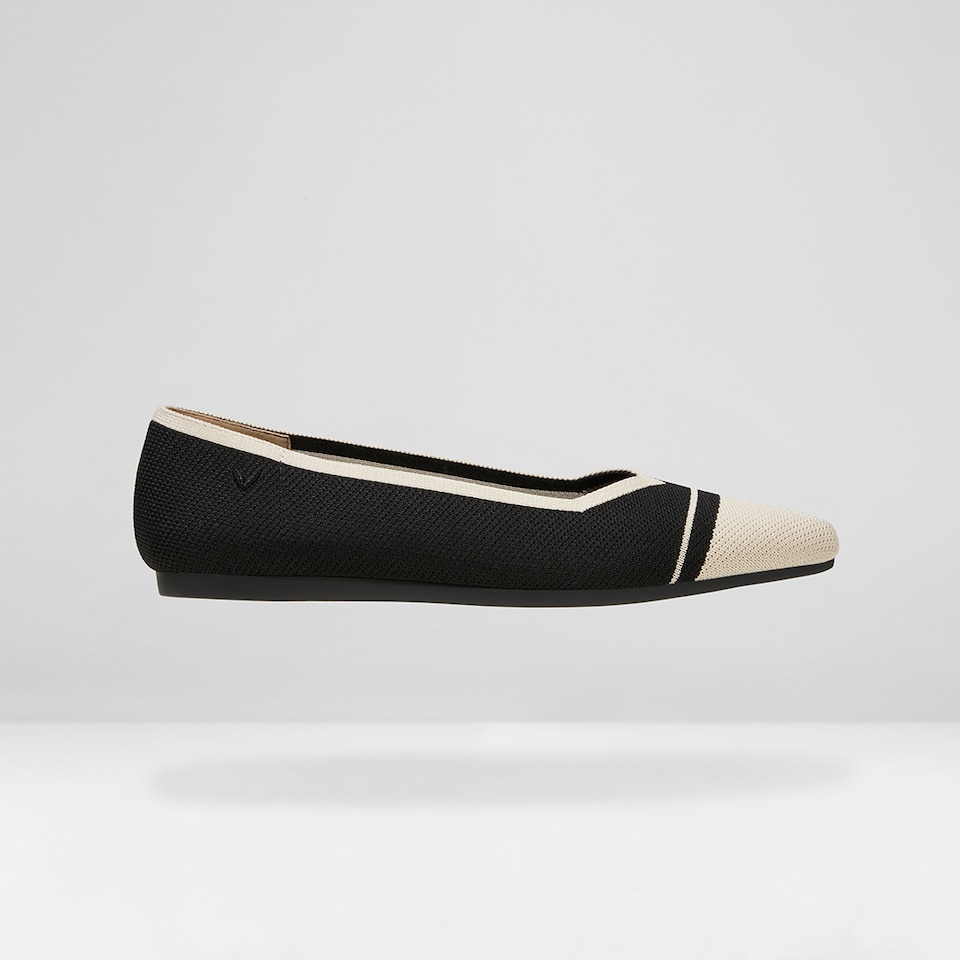 Avis Pointed-toe Flats in Black Ivory | Women's Sustainable, Washable and Stylish Shoes | VIVAIA