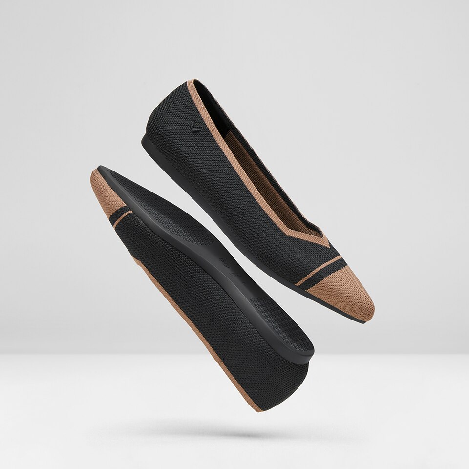 Avis Pointed-toe Flats in Black Khaki | Women's Sustainable, Washable and Stylish Shoes | VIVAIA