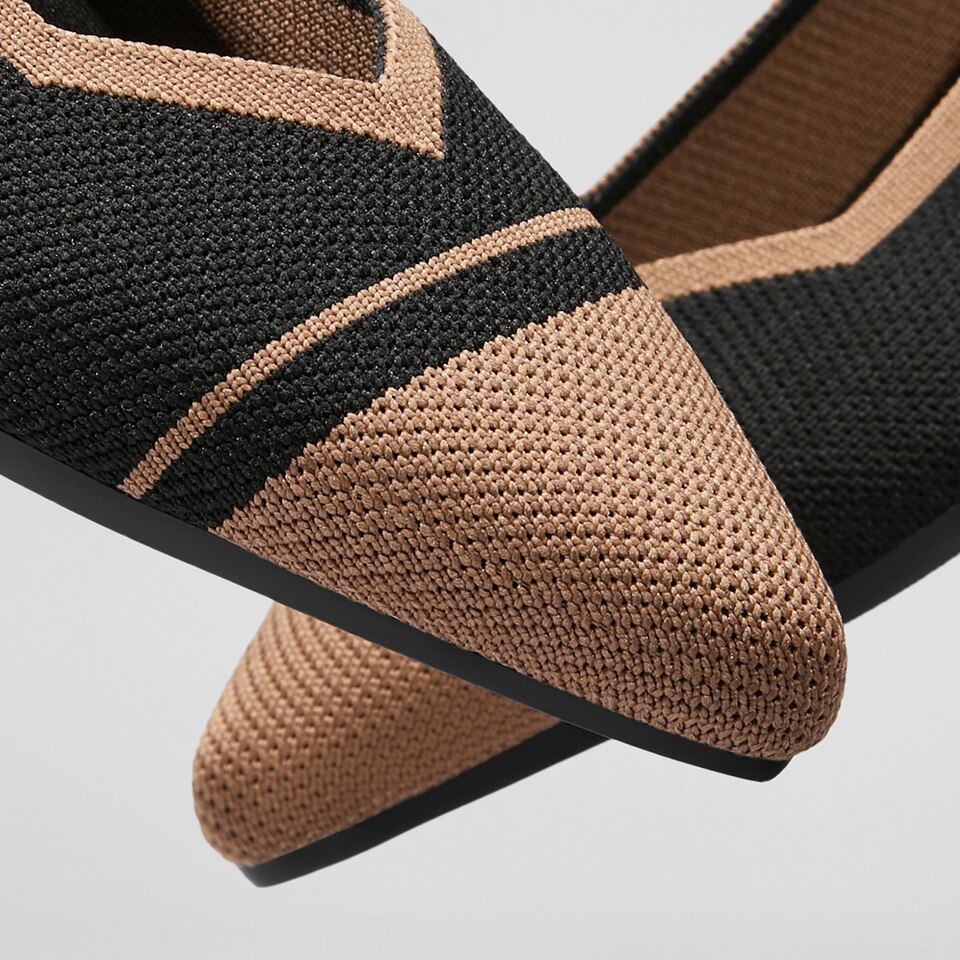 Avis Pointed-toe Flats in Black Khaki | Women's Sustainable, Washable and Stylish Shoes | VIVAIA