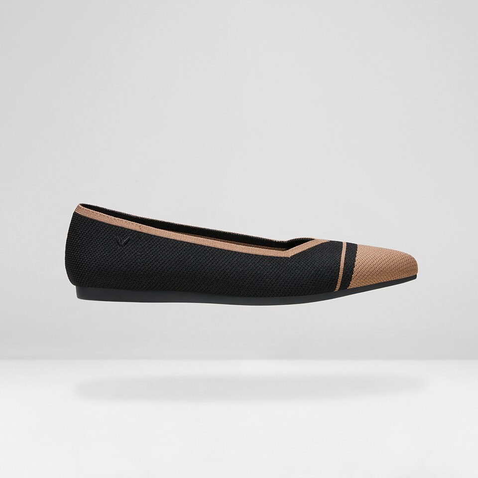 Avis Pointed-toe Flats in Black Khaki | Women's Sustainable, Washable and Stylish Shoes | VIVAIA