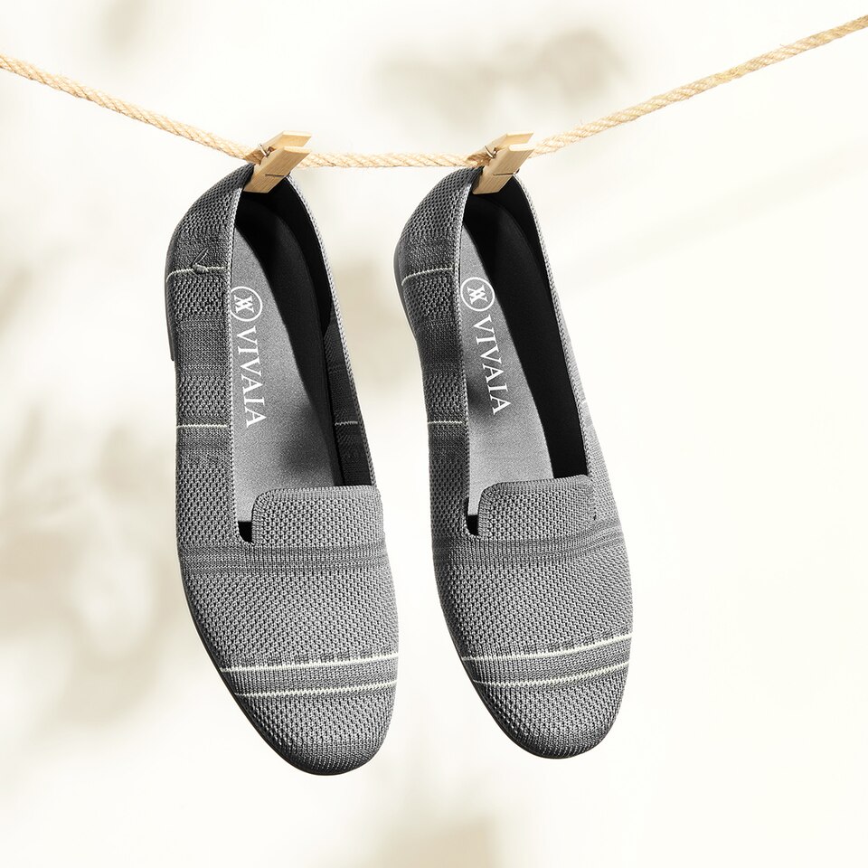 Elly Round-toe Loafers in Silver Grey | Women's Sustainable, Washable and Stylish Shoes | VIVAIA