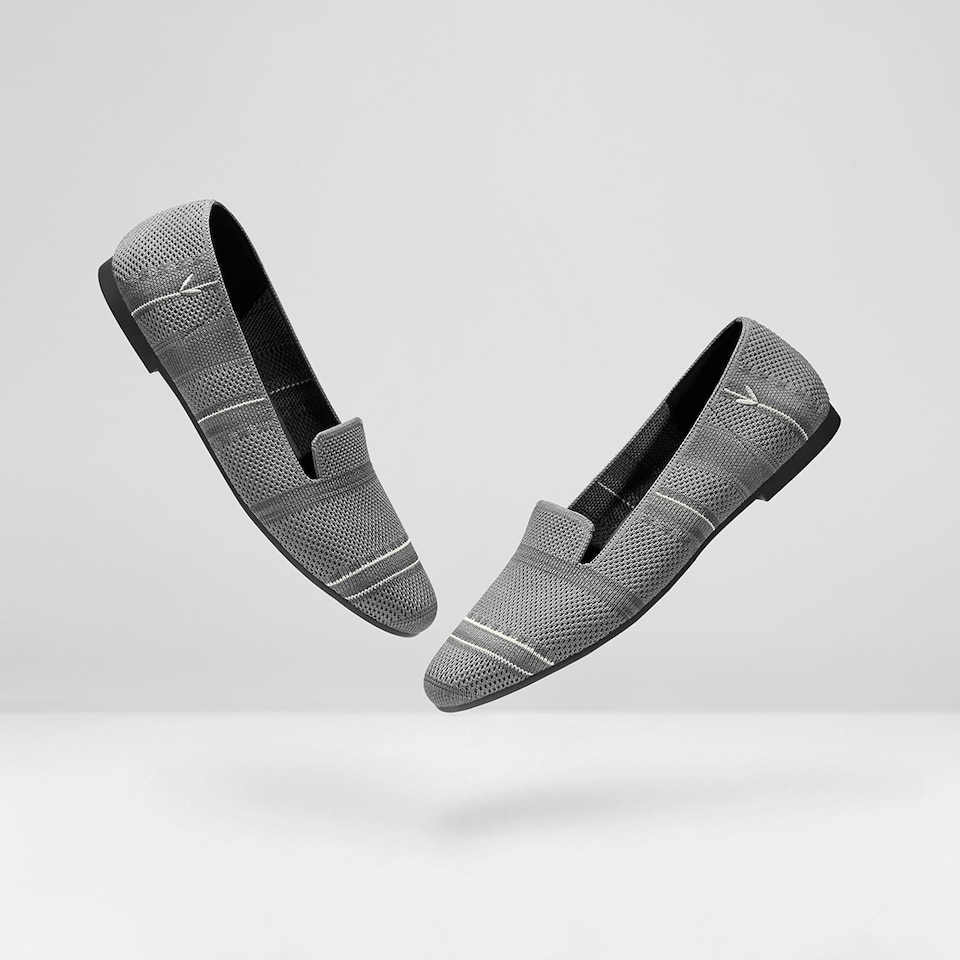 Elly Round-toe Loafers in Silver Grey | Women's Sustainable, Washable and Stylish Shoes | VIVAIA
