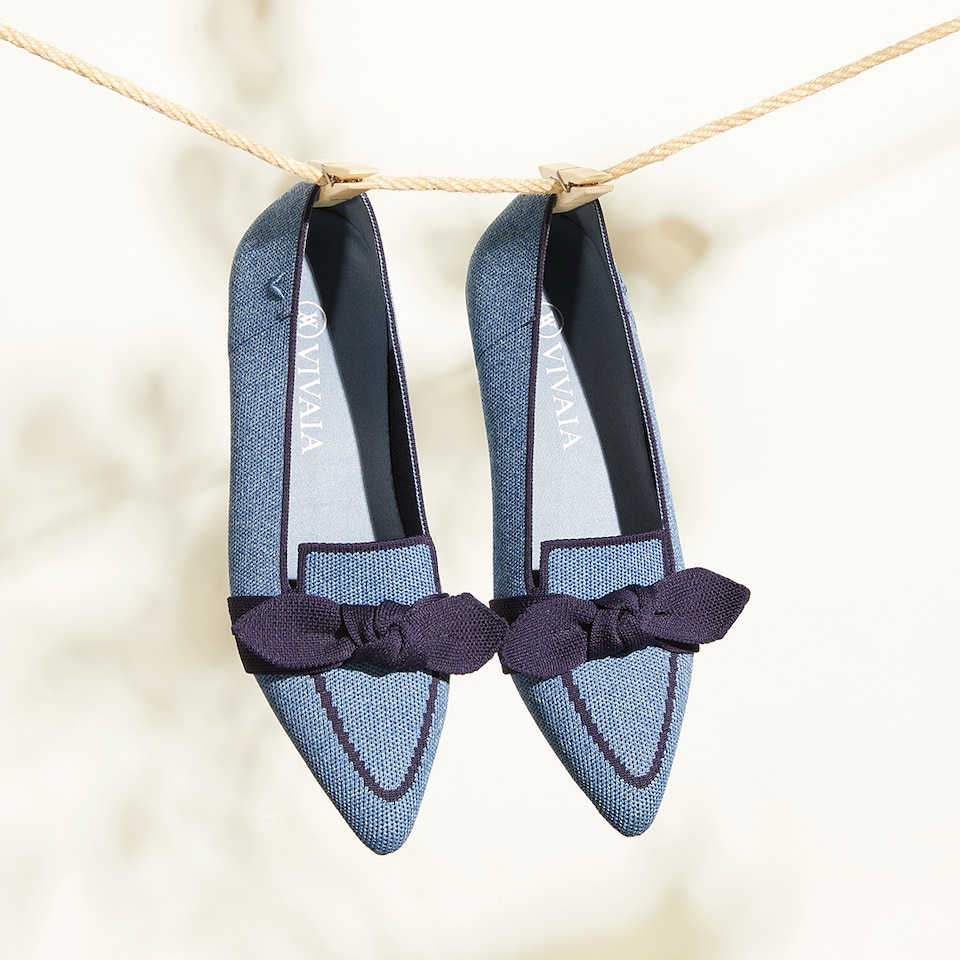 Michelle Pointed-toe Loafers in Denim Blue | Women's Sustainable, Washable and Stylish Shoes | VIVAIA