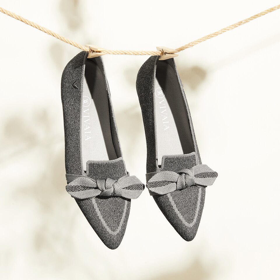 Michelle Pointed-toe Loafers in Pale Grey | Women's Sustainable, Washable and Stylish Shoes | VIVAIA