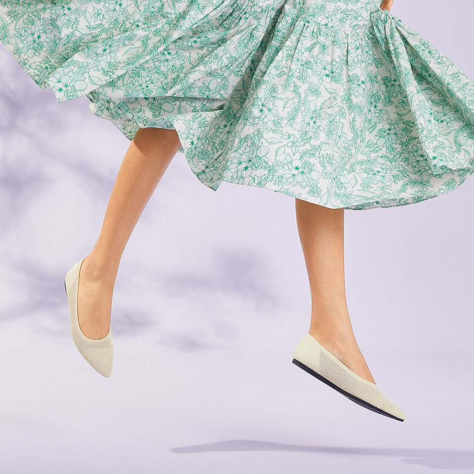 Amy Pointed-Toe Ballet Flats in Cream Ivory | Women's Sustainable, Washable and Stylish Shoes | VIVAIA