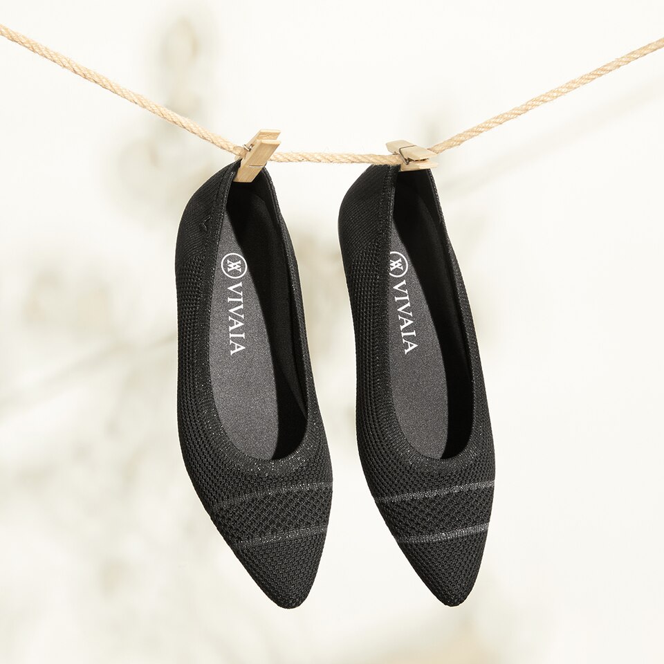 Amy Pointed-Toe Ballet Flats in Black | Women's Sustainable, Washable and Stylish Shoes | VIVAIA