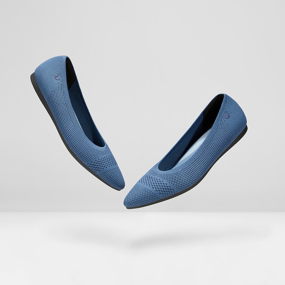 Amy Pointed-Toe Ballet Flats in Marine Blue | Women's Sustainable, Washable and Stylish Shoes | VIVAIA