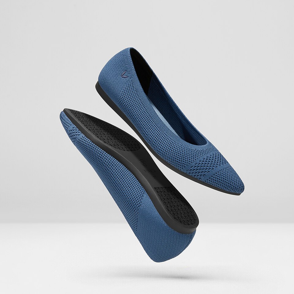 Amy Pointed-Toe Ballet Flats in Marine Blue | Women's Sustainable, Washable and Stylish Shoes | VIVAIA
