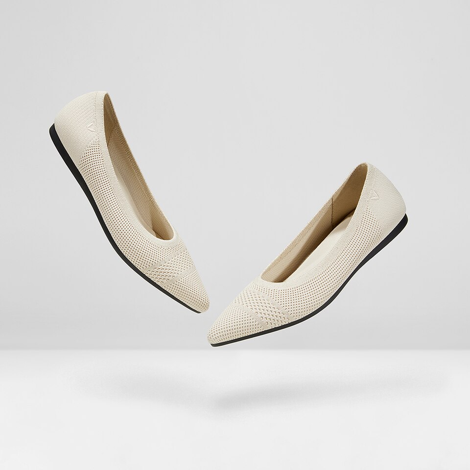 Amy Pointed-Toe Ballet Flats in Cream Ivory | Women's Sustainable, Washable and Stylish Shoes | VIVAIA