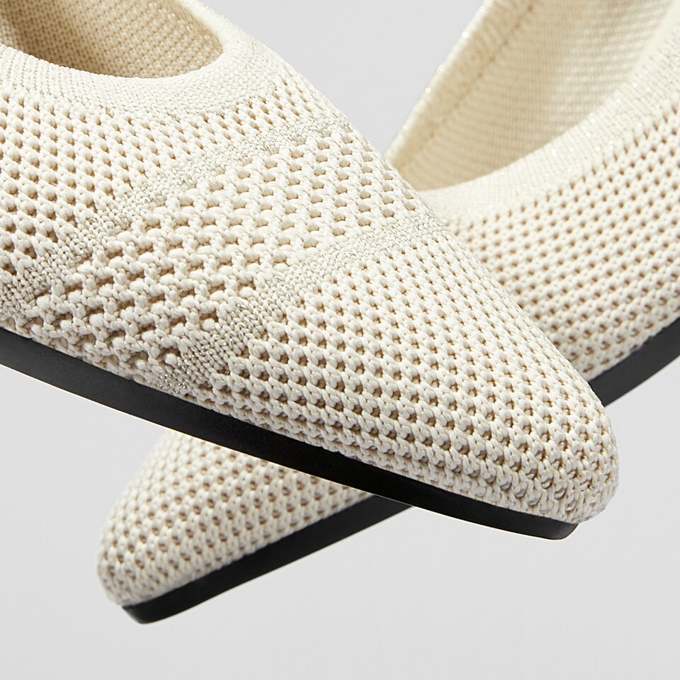 Amy Pointed-Toe Ballet Flats in Cream Ivory | Women's Sustainable, Washable and Stylish Shoes | VIVAIA