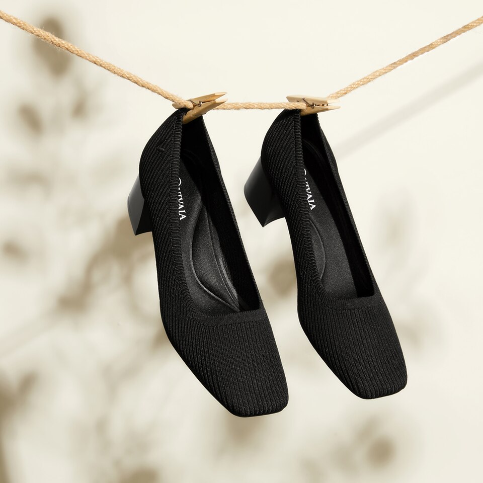 Melody Square-toe Heels in Solid Black | Women's Shoes | VIVAIA