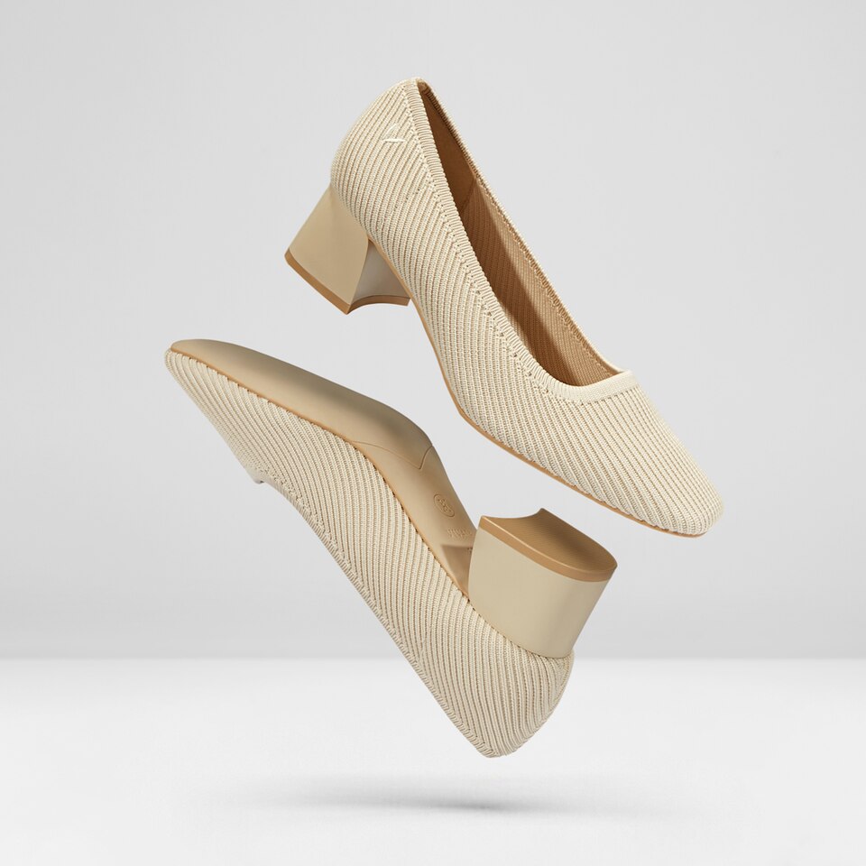 Melody Square-toe Heels in Cream Ivory | Women's Sustainable and Stylish Shoes | VIVAIA