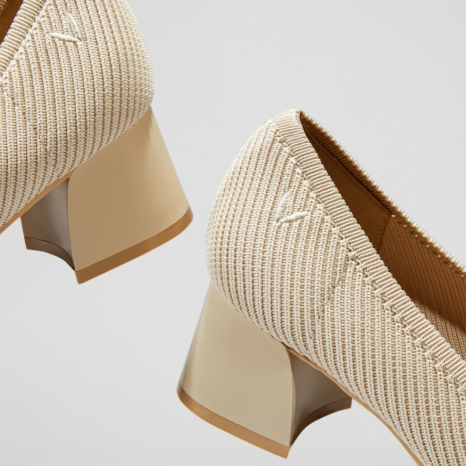 Melody Square-toe Heels in Cream Ivory | Women's Sustainable and Stylish Shoes | VIVAIA