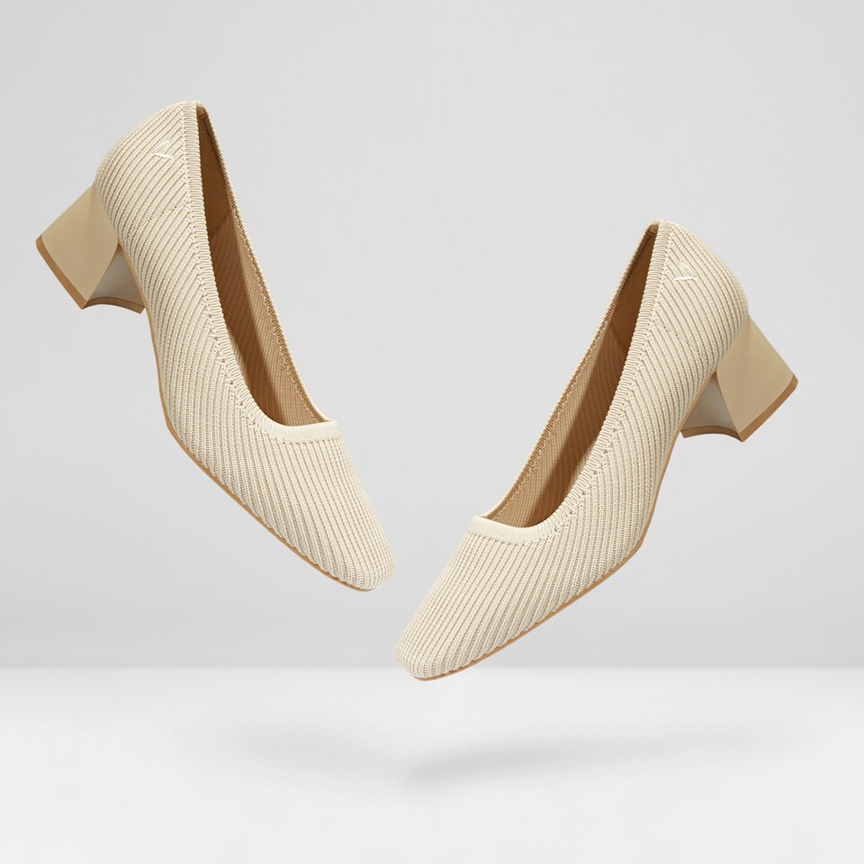 Melody Square-toe Heels in Cream Ivory | Women's Sustainable and Stylish Shoes | VIVAIA