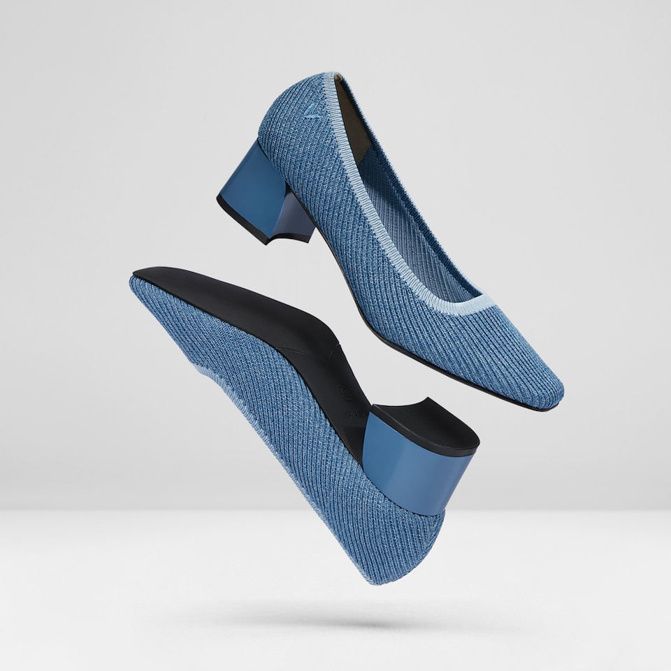Melody Square-toe Heels in Denim Blue | Women's Sustainable and Stylish Shoes | VIVAIA