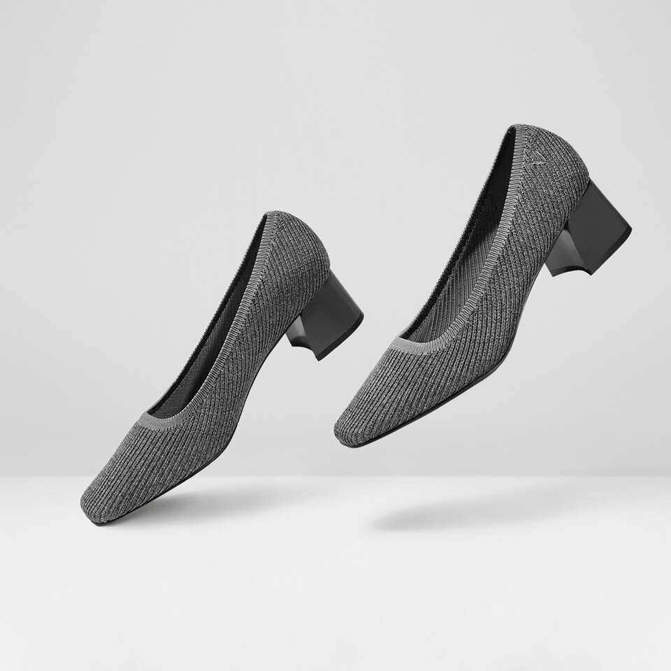 Melody Square-toe Heels in Rich Grey | Women's Sustainable and Stylish Shoes | VIVAIA