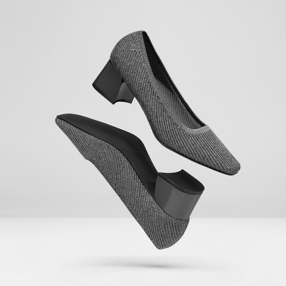Melody Square-toe Heels in Rich Grey | Women's Sustainable and Stylish Shoes | VIVAIA