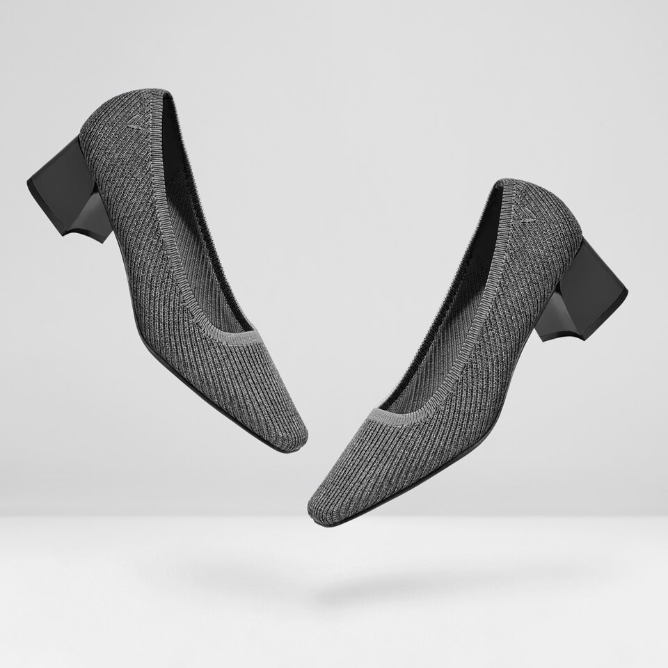 Melody Square-toe Heels in Rich Grey | Women's Sustainable and Stylish Shoes | VIVAIA