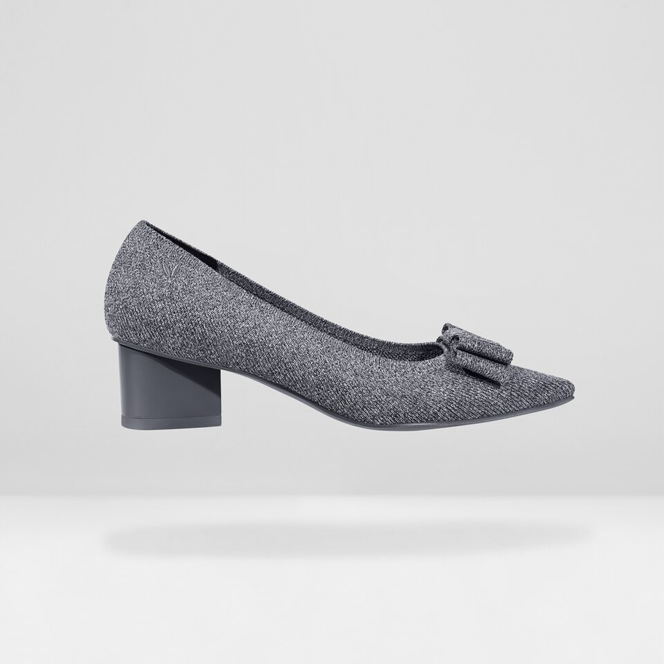 Titli Pointy Bow Heels in Silver Grey | Women's Sustainable and Stylish Shoes | VIVAIA