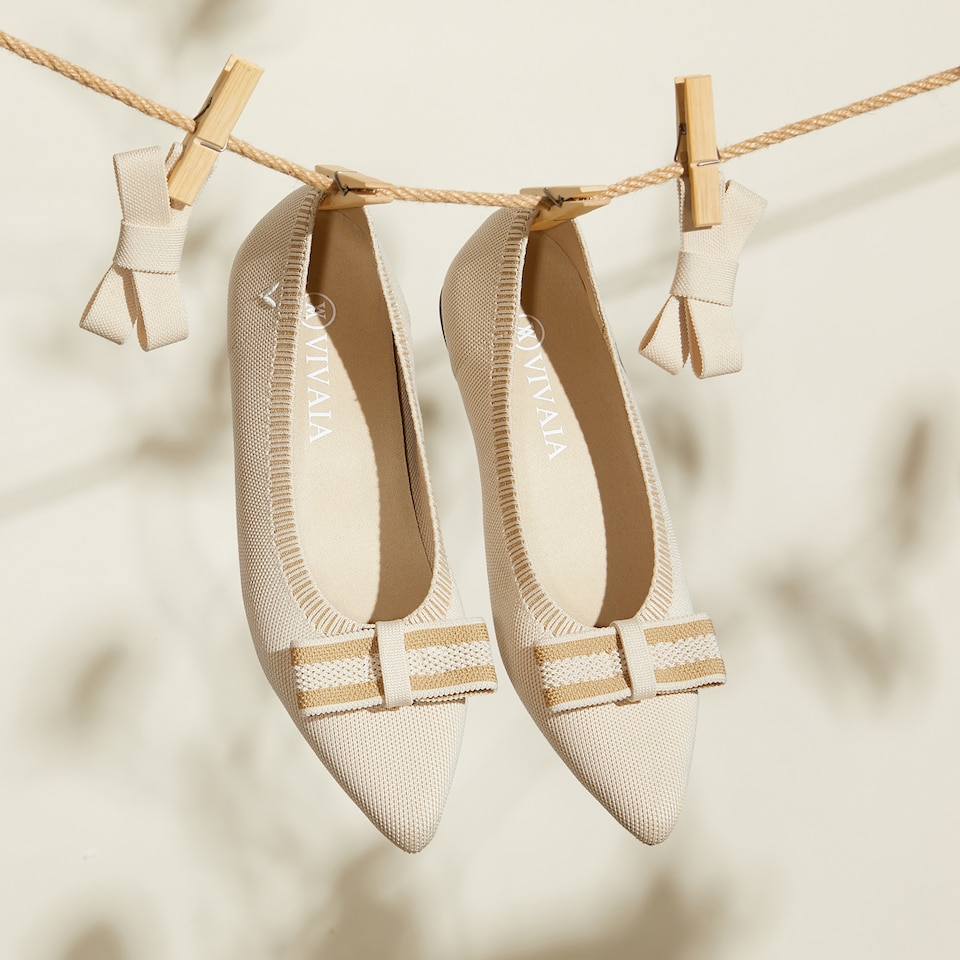 Esther Pointy Flats in Cream Ivory | Women's Sustainable, Washable and Stylish Shoes | VIVAIA