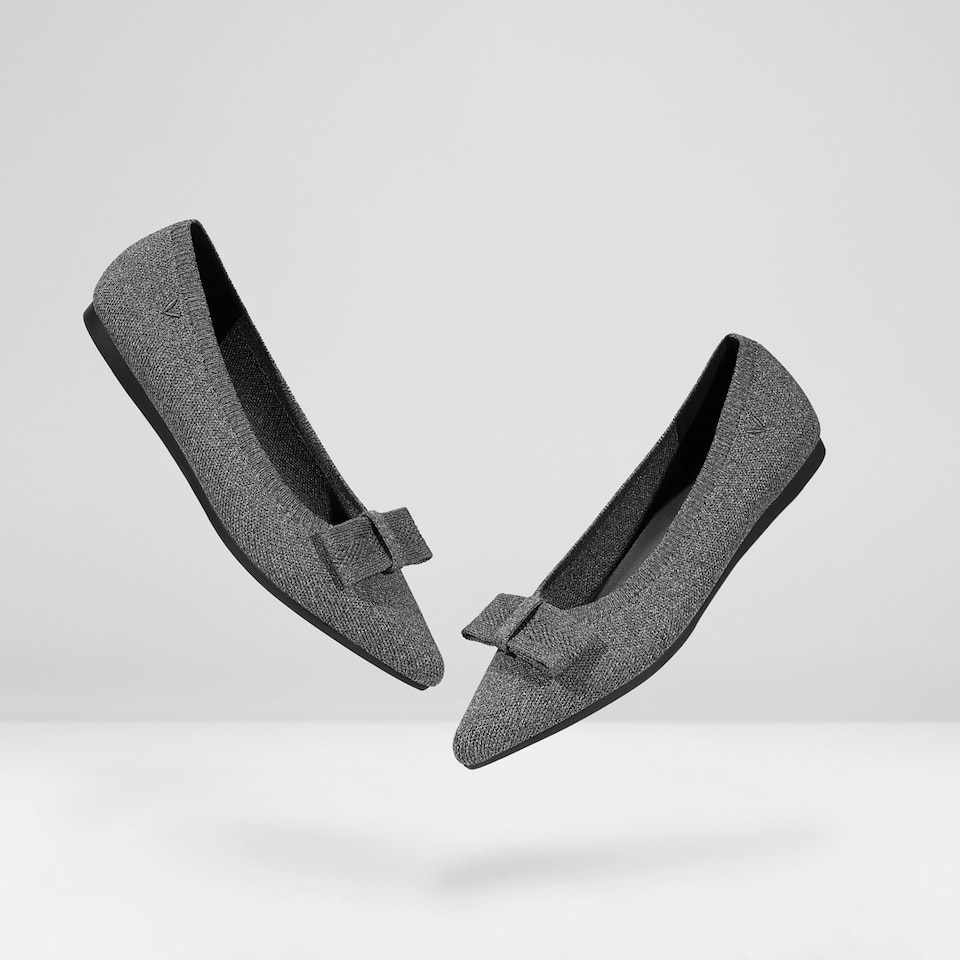 Esther Pointy Flats in Rich Grey | Women's Sustainable, Washable and Stylish Shoes | VIVAIA