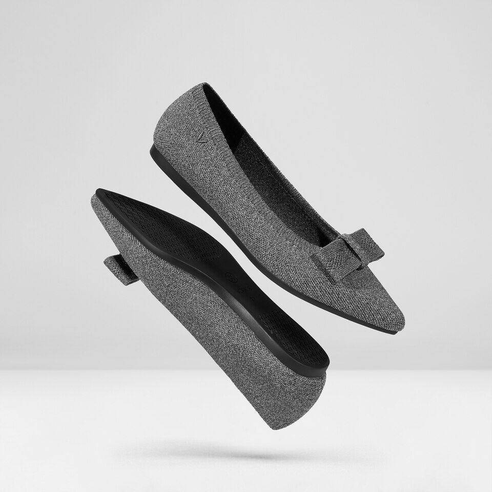 Esther Pointy Flats in Rich Grey | Women's Sustainable, Washable and Stylish Shoes | VIVAIA