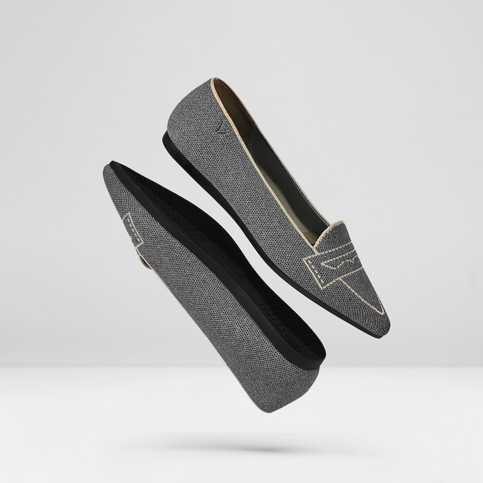 Adele Pointy Flats in Rich Grey | Women's Sustainable, Washable and Stylish Shoes | VIVAIA