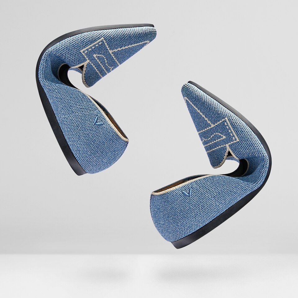 Adele Pointy Flats in Denim Blue | Women's Sustainable, Washable and Stylish Shoes | VIVAIA