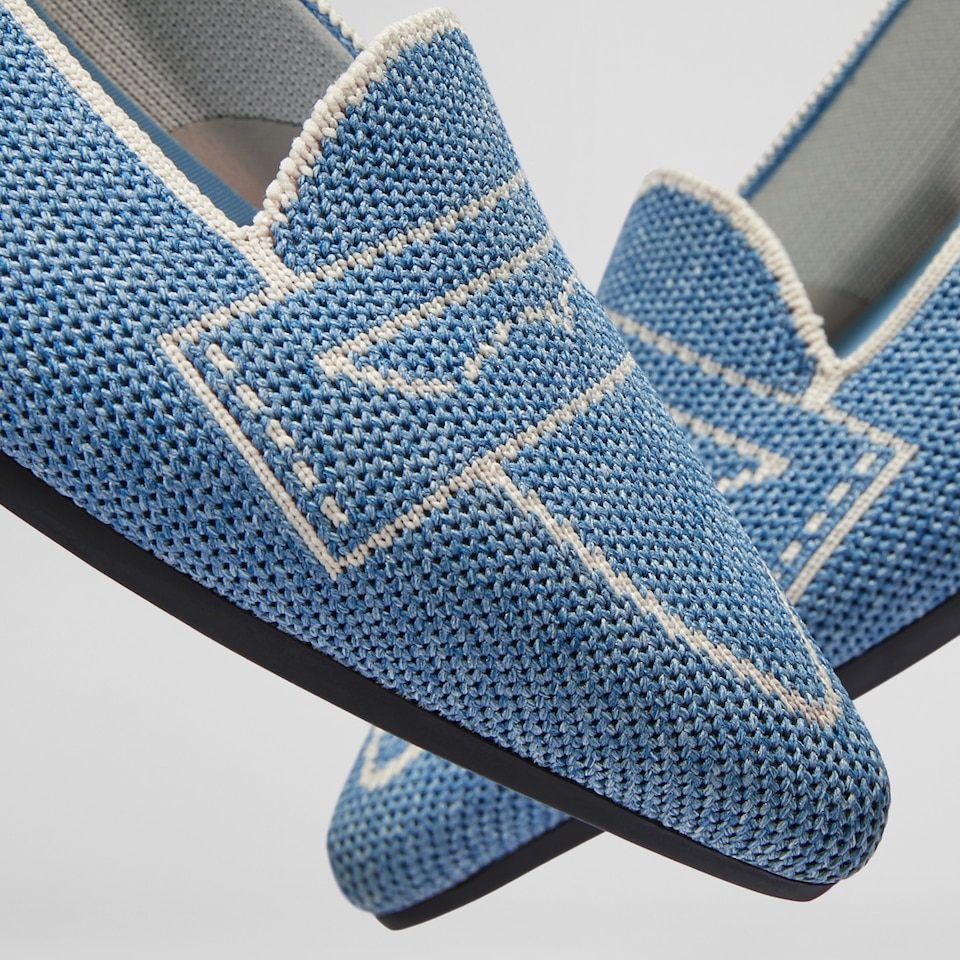 Adele Pointy Flats in Denim Blue | Women's Sustainable, Washable and Stylish Shoes | VIVAIA