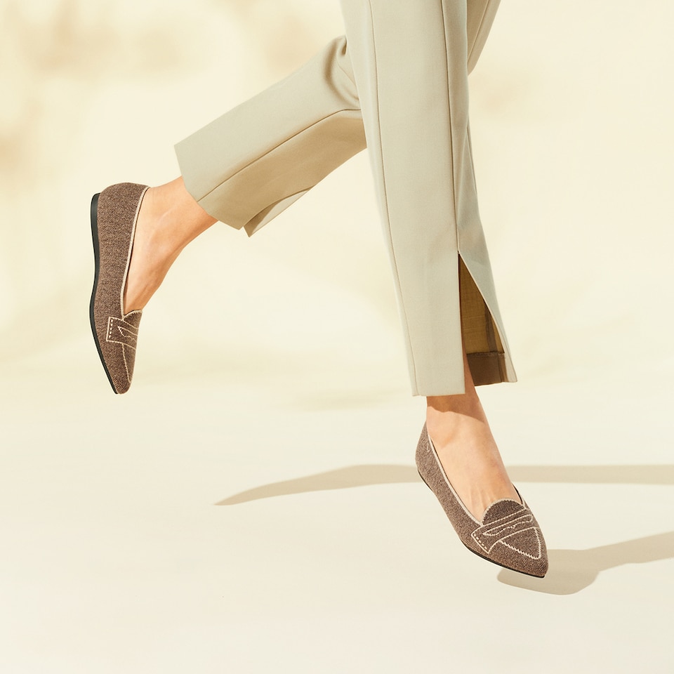 Adele Pointy Flats in Denim Blue | Women's Sustainable, Washable and Stylish Shoes | VIVAIA
