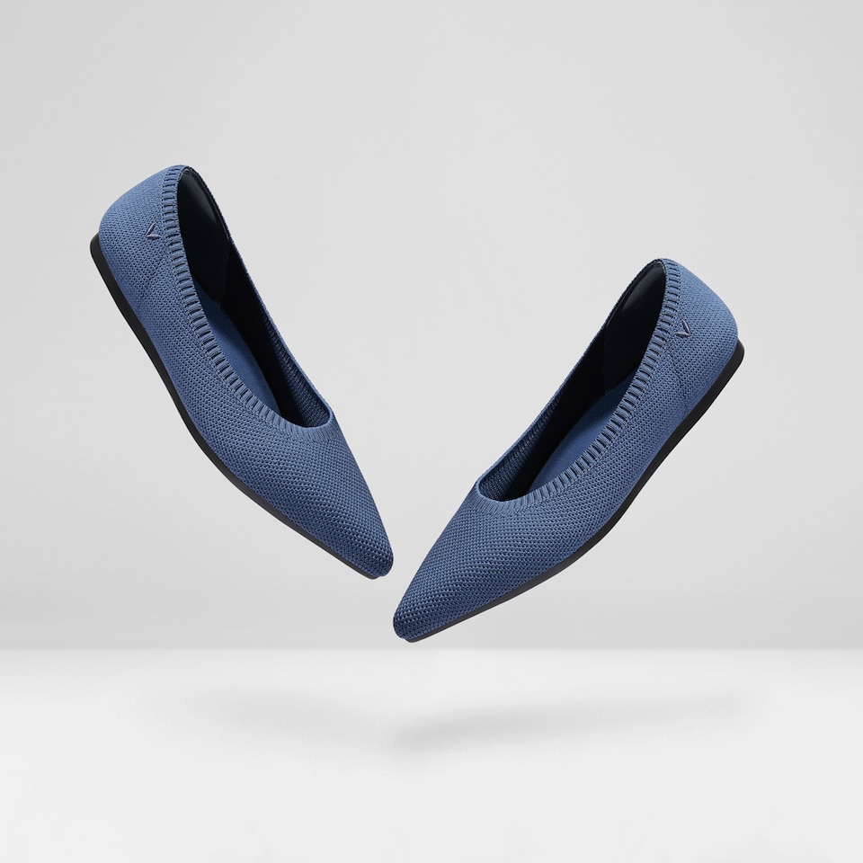 Aria 2.0 Pointy Flats in Deep Denim | Women's Sustainable, Washable and Stylish Shoes | VIVAIA