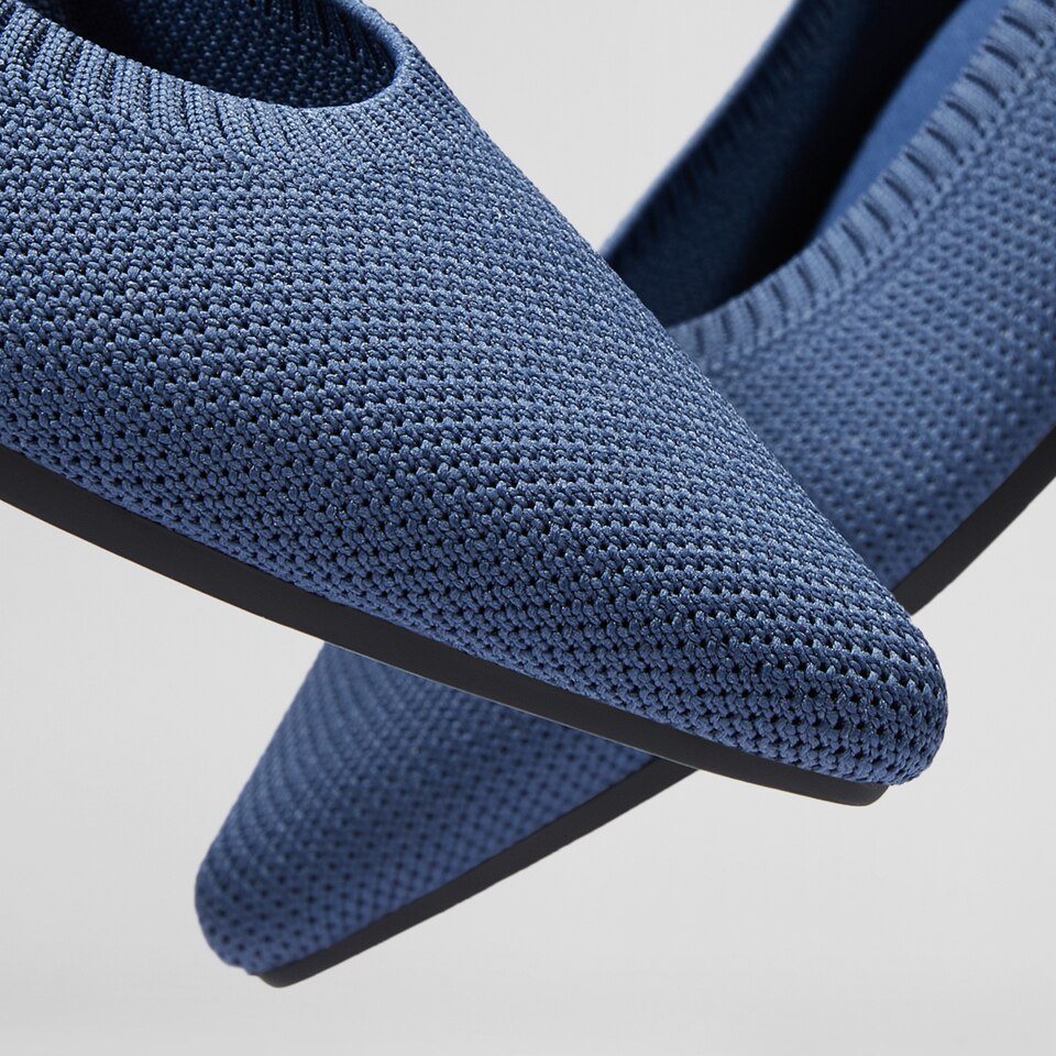 Aria 2.0 Pointy Flats in Deep Denim | Women's Sustainable, Washable and Stylish Shoes | VIVAIA