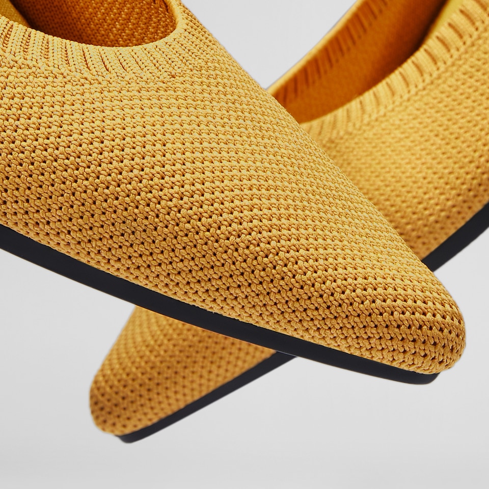 Aria 2.0 Pointy Flats in Mustard Yellow | Women's Sustainable, Washable and Stylish Shoes | VIVAIA