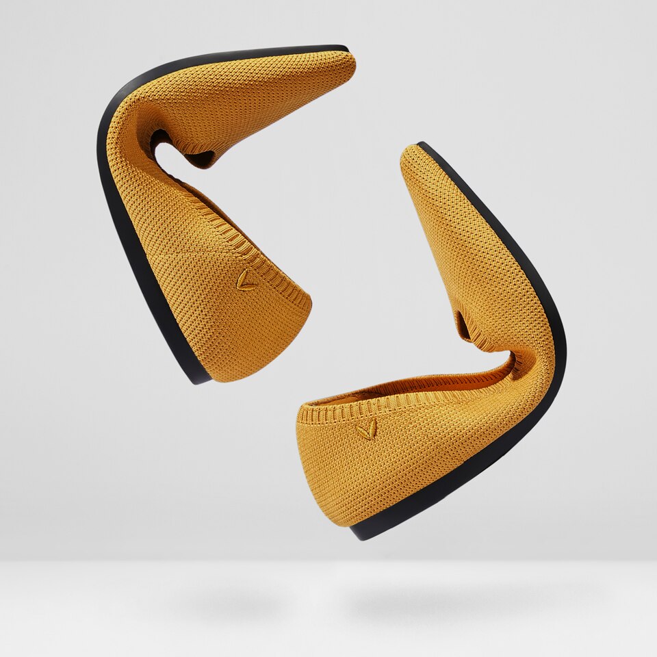 Aria 2.0 Pointy Flats in Mustard Yellow | Women's Sustainable, Washable and Stylish Shoes | VIVAIA