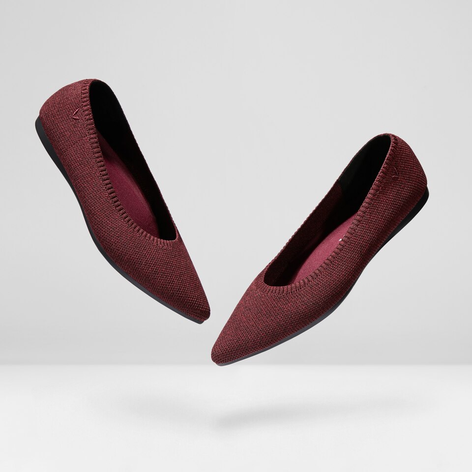 Aria 2.0 Pointy Flats in Garnet Red | Women's Sustainable, Washable and Stylish Shoes | VIVAIA