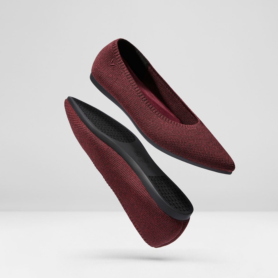 Aria 2.0 Pointy Flats in Garnet Red | Women's Sustainable, Washable and Stylish Shoes | VIVAIA