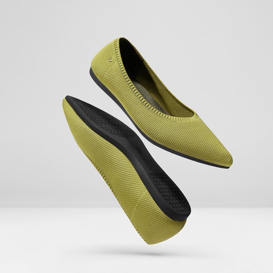 Aria 2.0 Pointy Flats in Olive Green | Women's Sustainable, Washable and Stylish Shoes | VIVAIA